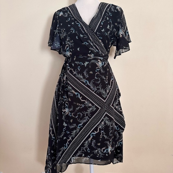 ALLSAINTS Kaiya Assam Print Asymmetrical Wrap Dress - Picture 6 of 12